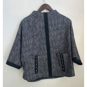 Joseph Ribkoff Funnel Neck Top Cape 6 Herringbone Classic Boxy Relaxed Designer